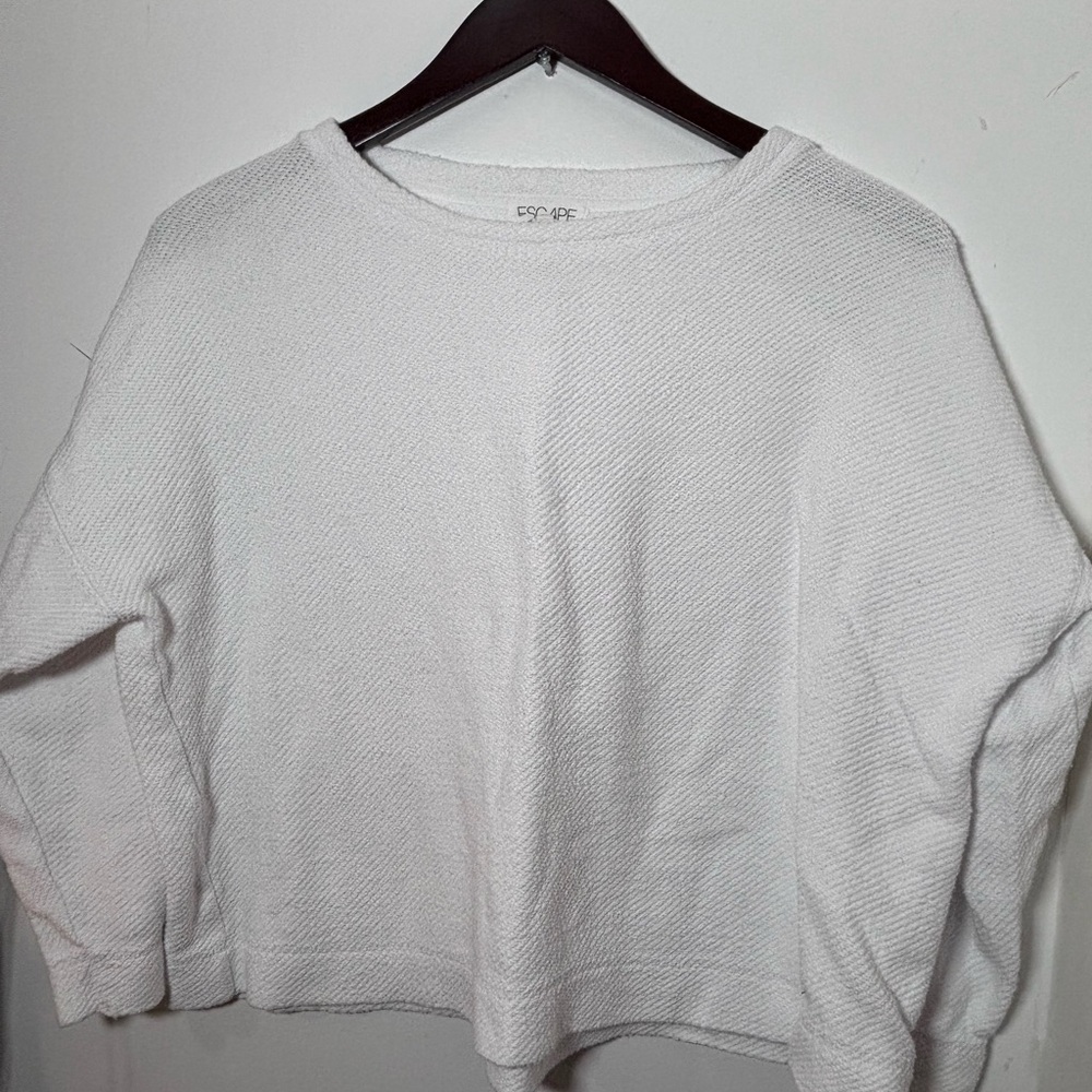 Escape by Habitat Clothes Womens Medium White Ribbed Knit Pullover Sweater Top